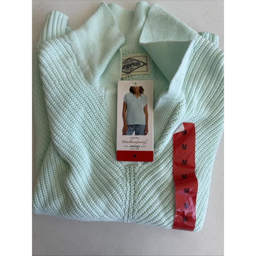 Original Weatherproof Womens Vintage Light Green Crochet Shirt Size Medium. BO